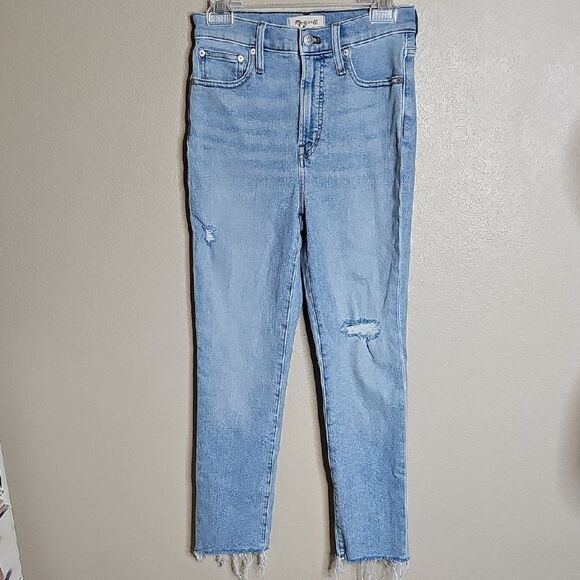 Madewell 26 The Perfect Vintage Jeans Light Blue Distressed High Rise Straight.. - Picture 2 of 13